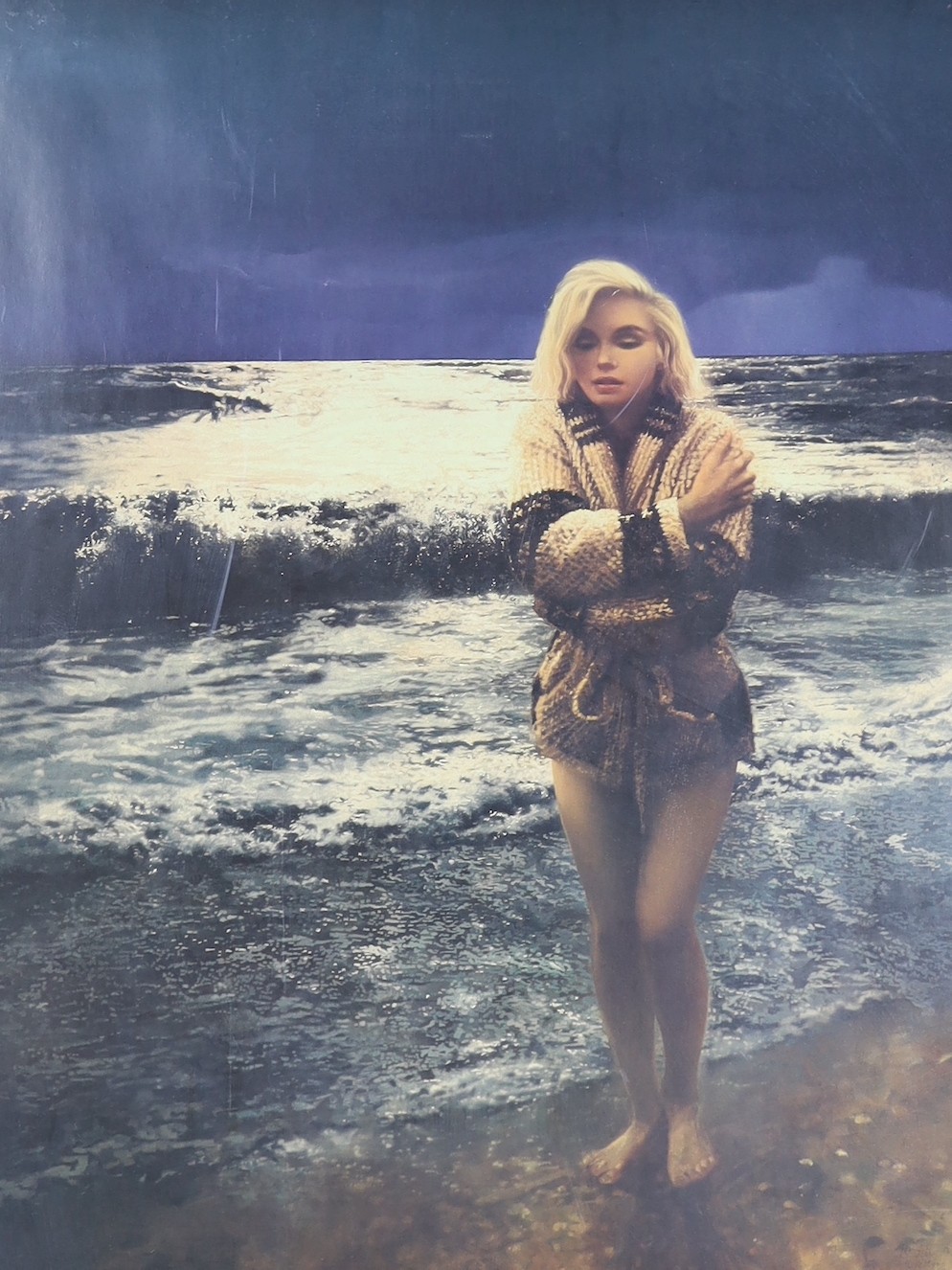 Tom Merrifield (1933-2021), signed poster, 'Marilyn Monroe, Malibu Beach', 118 x 83cm